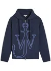 Jw Anderson J. W. Anderson Zip-up Hooded Sweater With Contrasting Logo In Blue