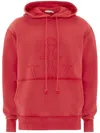 Jw Anderson Logo-embroidered Hoodie In Red