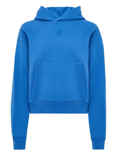Jw Anderson Logo-embroidered Hoodie In Blue