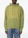 Jw Anderson Aged Logo Hoodie Featuring Drawstring Hood In Green