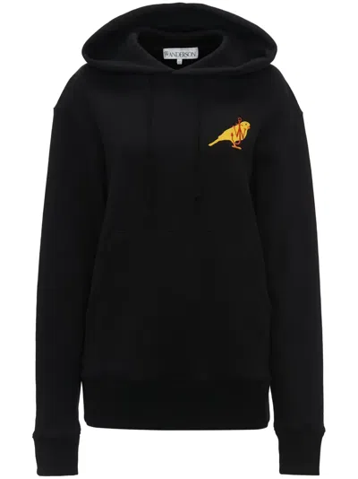 JW ANDERSON LOGO-EMBROIDERED ORGANIC COTTON HOODIE