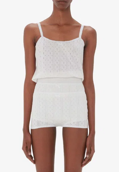 Jw Anderson Logo-embroidered Pointelle Tank Top In White