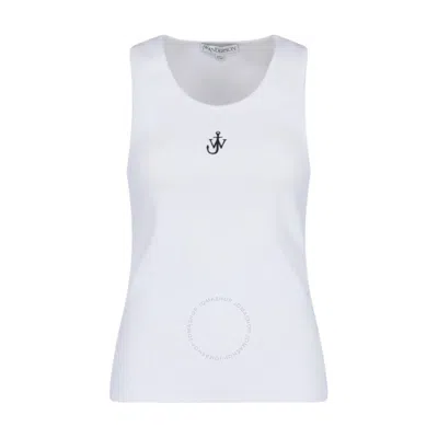 JW ANDERSON JW ANDERSON LOGO EMBROIDERED RIBBED COTTON TANK TOP