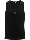 Jw Anderson Logo-embroidered Ribbed-knit Tank Top In Black