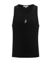 Jw Anderson Black Sleeveless Top With Logo Embroidery On The Front In Black