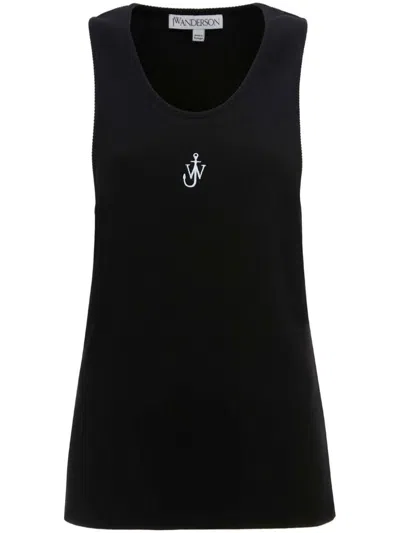 Jw Anderson J.w. Anderson Embroidered Logo Black Tank Top