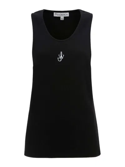 Jw Anderson J. W. Anderson Anchor Fitted Ribbed Top In Black
