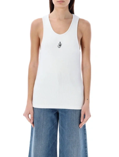 JW ANDERSON JW ANDERSON LOGO EMBROIDERED SCOOP NECK TANK TOP