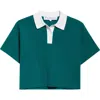 Jw Anderson Cropped Knitted Polo Top In Verde