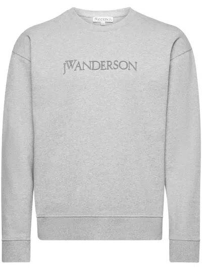 Jw Anderson Logo-embroidered Sweatshirt In Gray