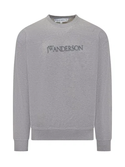 Jw Anderson Gray Logo Embroidery Sweatshirt In Grey
