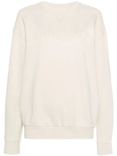 Jw Anderson Logo-embroidered Sweatshirt In Neutrals