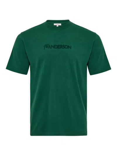 Jw Anderson Logo-embroidered T-shirt In Green