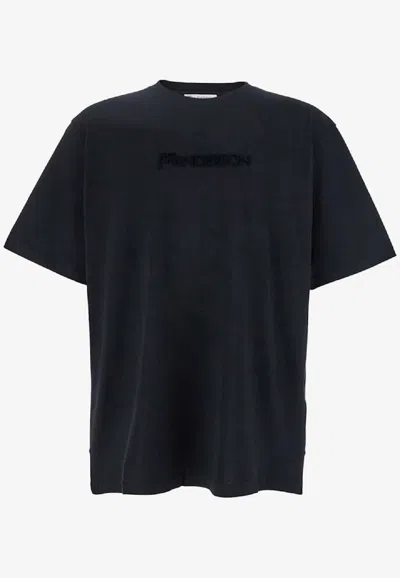Jw Anderson Logo Embroidered T-shirt In Black