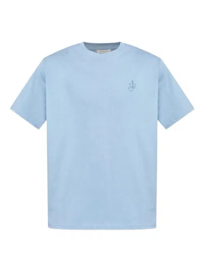 Jw Anderson Anchor Embroidered Cotton T-shirt In Blue