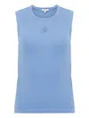 Jw Anderson Anchor Embroidery Vest Steel Blue In Blue