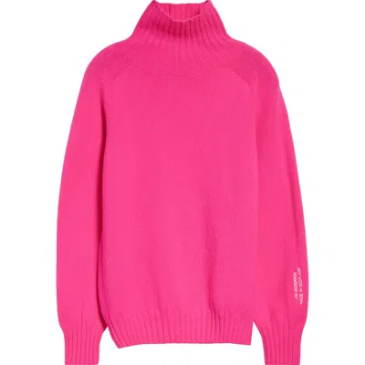 Jw Anderson Logo Embroidered Wool Turtleneck Sweater In Pink