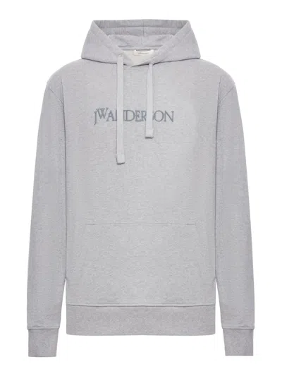 Jw Anderson Logo Embroidery Hoodie In Gray
