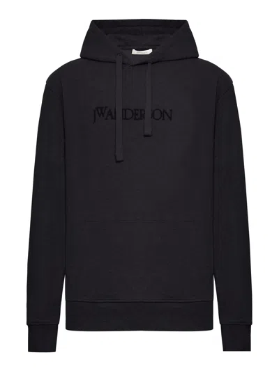 Jw Anderson Logo Embroidery Hoodie In Black