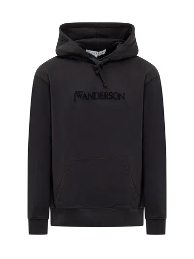 Jw Anderson Logo Embroid Hoodie In Black