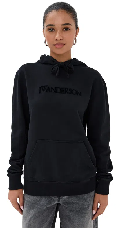 Jw Anderson Logo Embroidery Hoodie Black