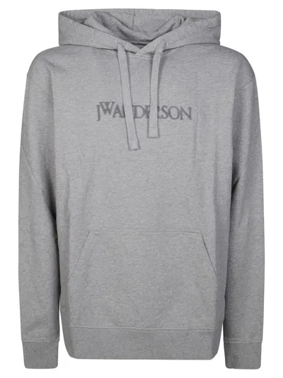 Jw Anderson Logo Embroidery Hoodie In Gray