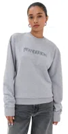 Jw Anderson Logo Embroidery Sweatshirt Grey Melange In Gray