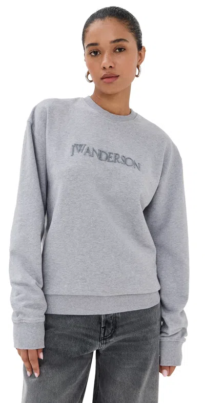 Jw Anderson Logo Embroidery Sweatshirt Grey Melange In Gray