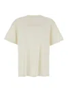 Jw Anderson White Crewneck T-shirt With Logo Embroidery On The Front In Cotton Man In Brown
