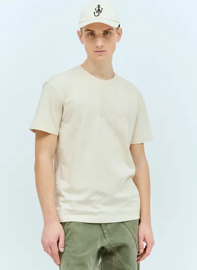 Jw Anderson Logo Embroidery T-shirt In Beige