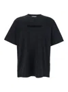 Jw Anderson Black Crewneck T-shirt With Logo Lettering Embroidery On The Front In Cotton Man In Black