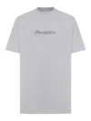 Jw Anderson Grey Crewneck T-shirt With Logo Embroidery On The Front In Gray