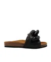 Jw Anderson Leather Chain Slide Sandals In Black