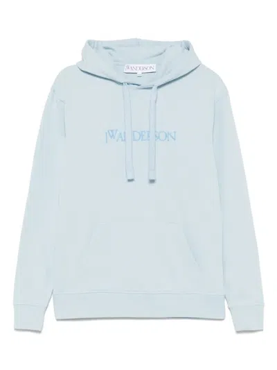 Jw Anderson Logo Flocked Hoodie In Blue