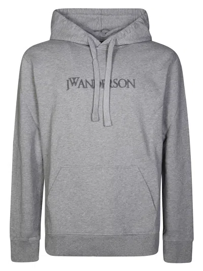Jw Anderson Logo Graphic Pullover Hoodie In Gray