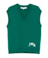 Jw Anderson J. W. Anderson Sleeveless Green Sweater With Deep V-neck In Green