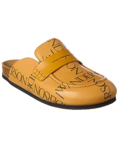 Jw Anderson Logo Leather Mule In Yellow