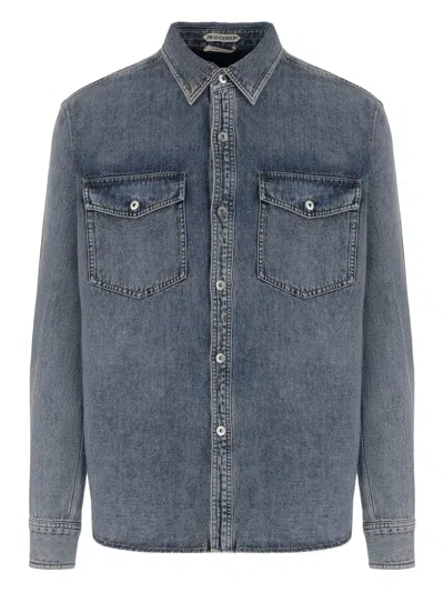 Jw Anderson Logo-patch Denim Shirt In Blue