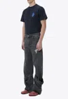Jw Anderson Bucket Distressed Mid-rise Wide-leg Jeans In Gray