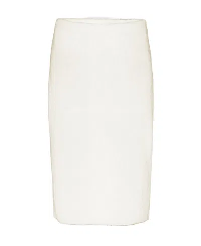 Jw Anderson Logo-patch Fine-knit Skirt In White