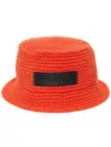Jw Anderson Logo Patch Knit Bucket Hat In Orange