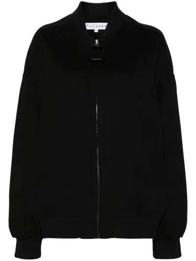 Jw Anderson Logo-patch Oversized Bomber Jacket In Black