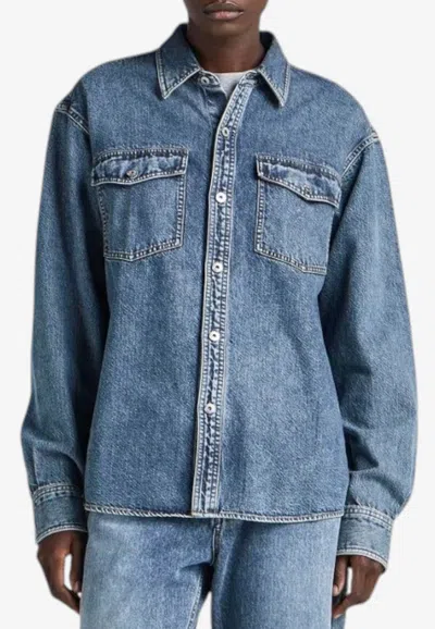 Jw Anderson Logo Patch Oversized Denim Shirt