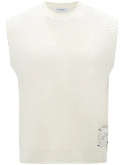 Jw Anderson Logo-patch Sleeveless Jumper In White