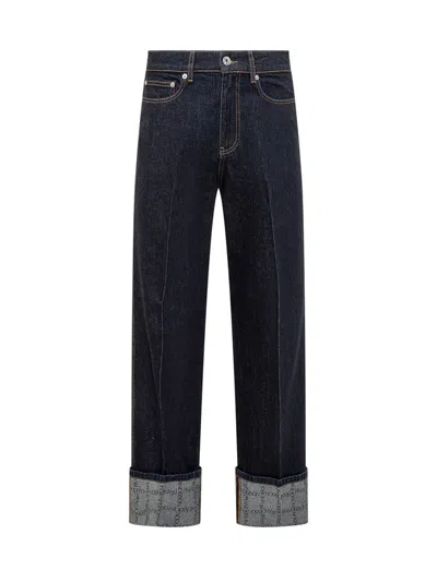 Jw Anderson Logo Patch Straight Leg Jeans In Blue