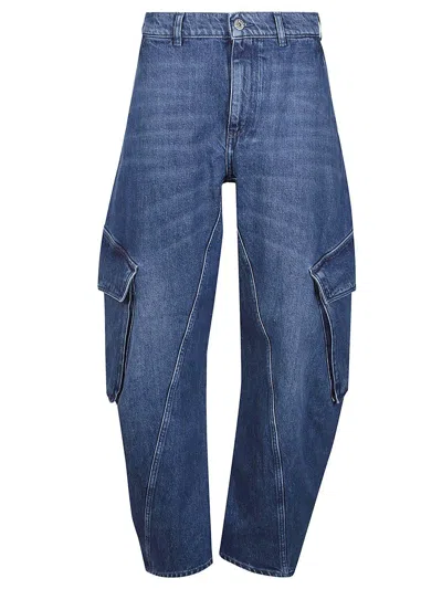 Jw Anderson Logo Patch Tapered Jeans In Blue