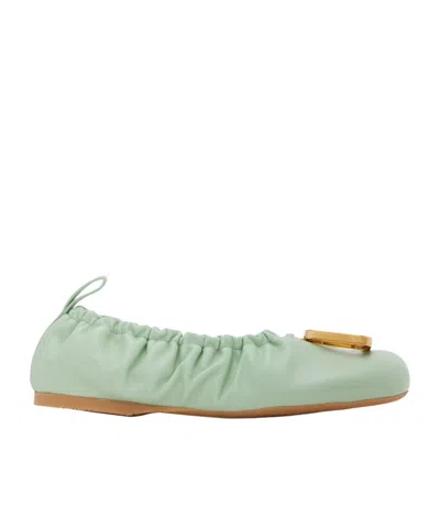 Jw Anderson Logo Pleated Ballet Shoes In Gray