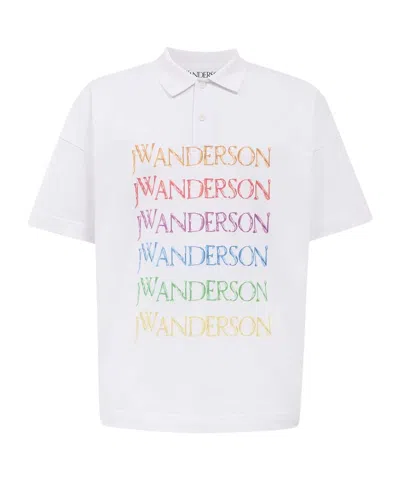 Jw Anderson Logo-print Cotton Polo Shirt In 001 White
