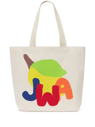 Jw Anderson Logo-print Tote Bag In White