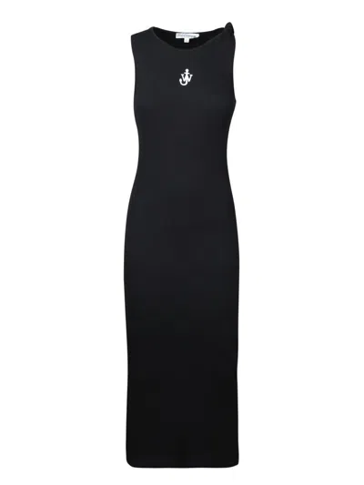 Jw Anderson Logo Ribbed Dress In Black